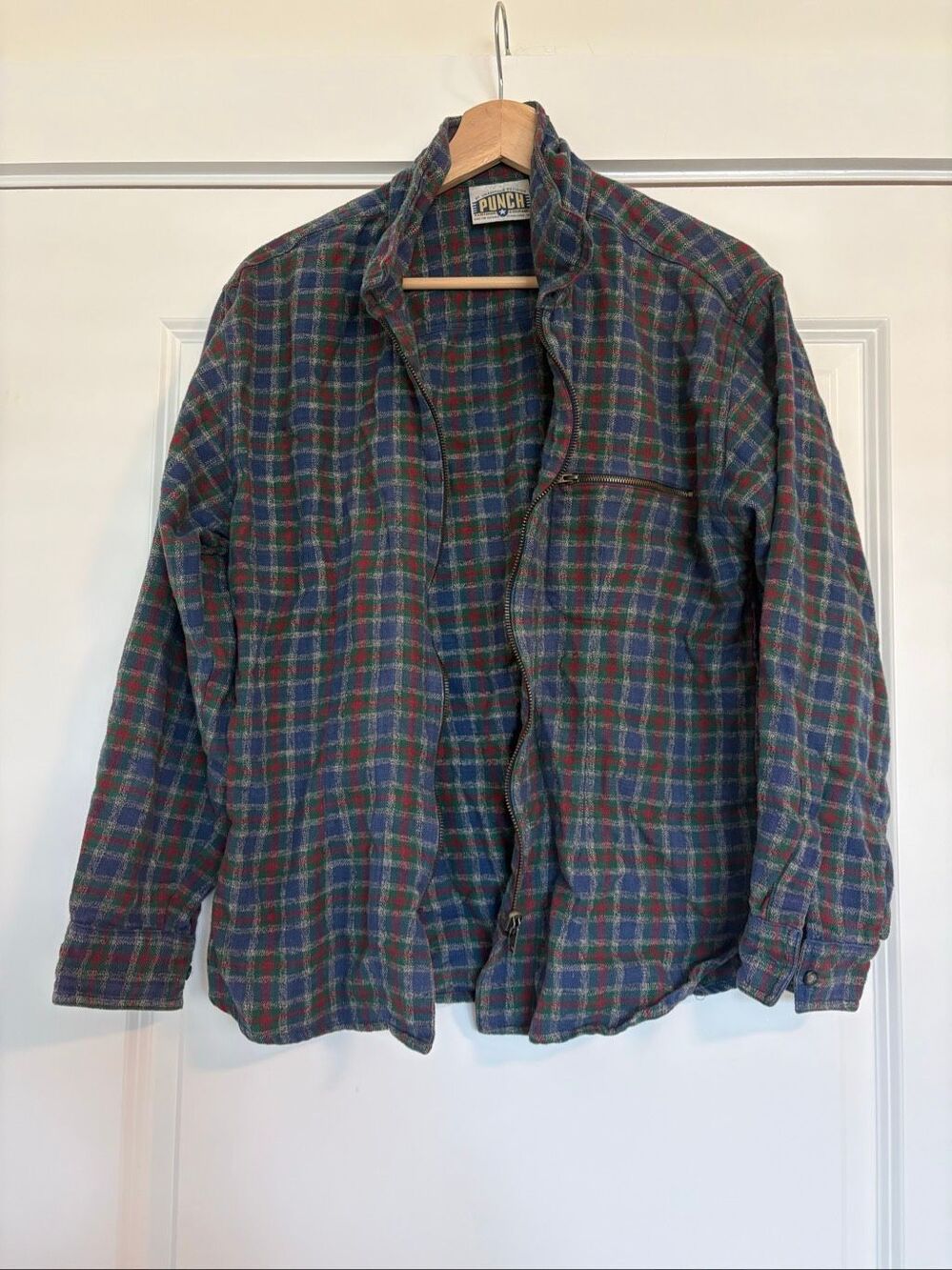 Vintage PUNCH Clothing Zipper Flannel Top Medium